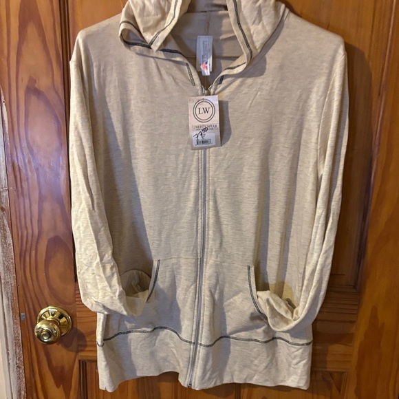 Beige Feather Design Hoodie - Picture 4 of 12